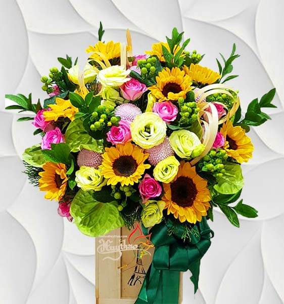 Giỏ hoa mừng khai trương để b&agrave;n