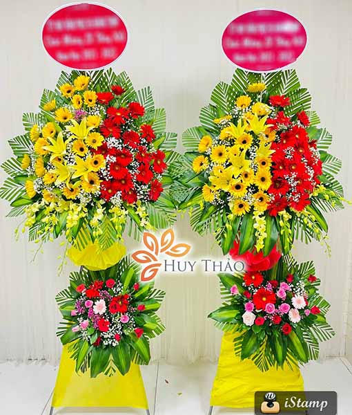 hoa khai trương 2 tầng